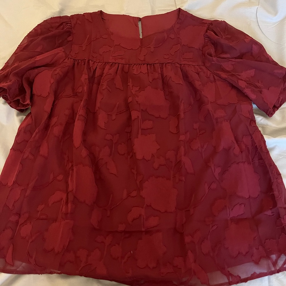 Dokotoo 3/4 sleeve women’s maroon blouse